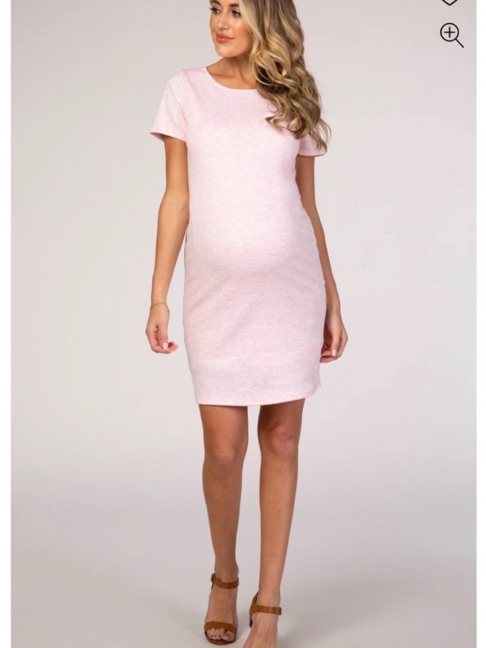 Pinkblush Maternity Heathered Light Pink Short Sleeve Shift Dress